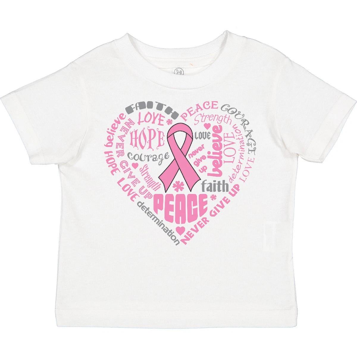 Inktastic Breast Cancer Awareness Heart Words Toddler T-Shirt - HDD Hope Pink 100