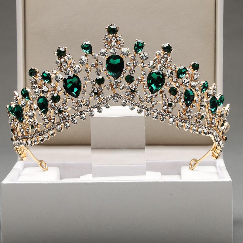 

Itacazzo Свадебные головные уборы Корона Зеленые классические тирасы подходят для женских свадеб и вечеринок по случаю дня рождения (За исключением коробочного реквизита) Tiaras