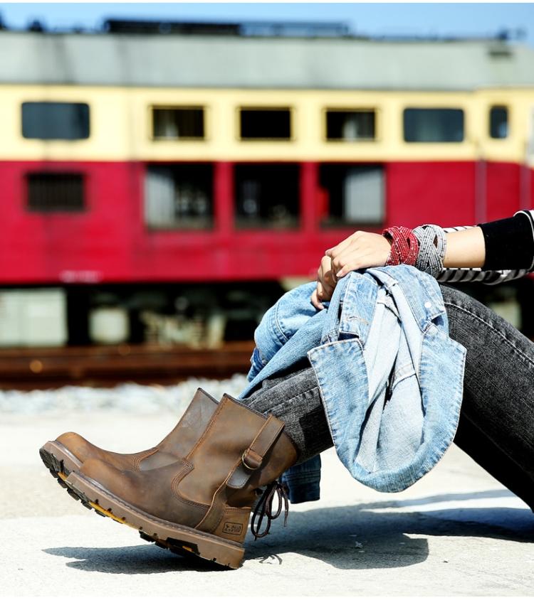 Men Boots Leather Plus Size Knight Boots Man Lace Up Men Ankle Boots Brithsh Motorcycle Boots for Men Zapatos De Hombre