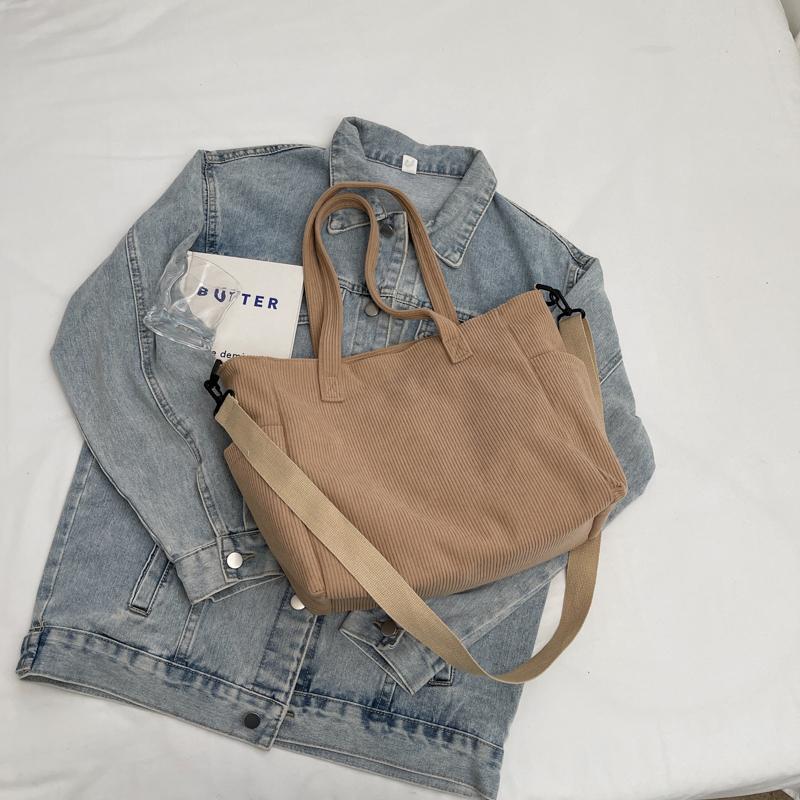 Torba typu tote z kordu, damska, dojazdowa, torba typu crossbody, duża pojemność, torba na ramię dla studentki