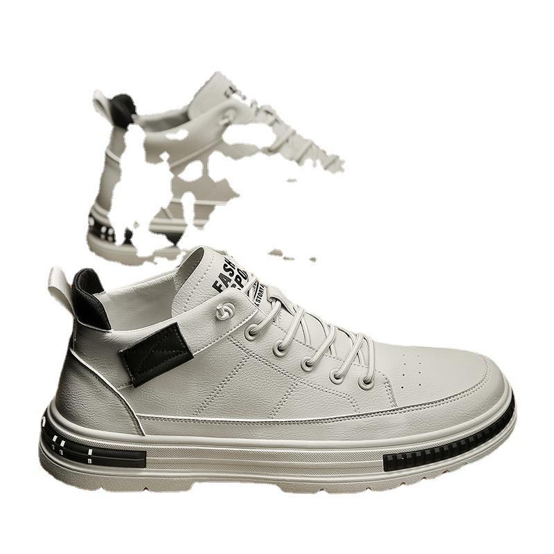 High-top real microfiber soft leather sneakers casual British style Martin
