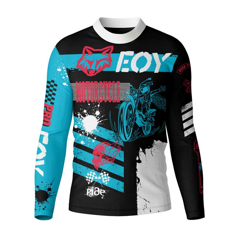 Spring and Autumn Round Neck 3D Printed Top Motocross Jersey Bicycle Jersey Fashionable Casual Sport Long Sleeved Men's T-shirts