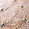 Fashionable Simulated Turquoise Decor Multi Layer Chain Design Headwear Women