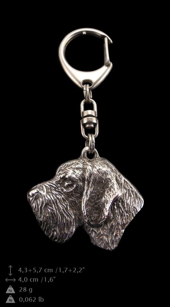 German Wirehaired Pointer - Silver-plated Key Ring with a Dog In a Gift Box, Handbag Decoration, Backpack Pendant by Art-Dog Brand
