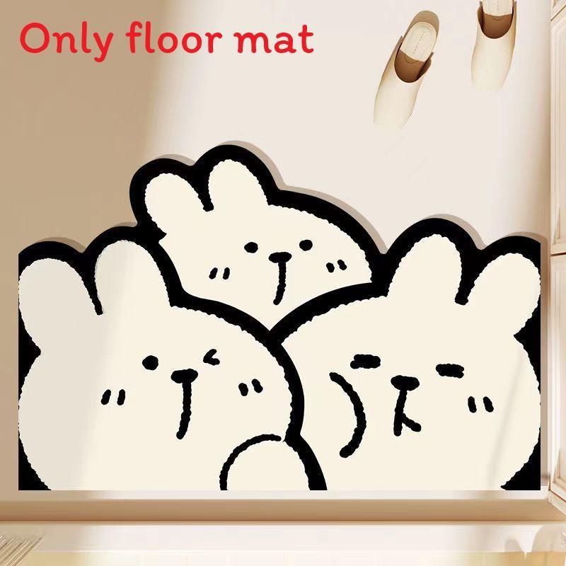 

Cartoon Panda Dog Rabbit Cartoon Pattern Shaped Doormat With Water Absorption For Home Bathroom And Entryway Three Rabbits,40x60cm