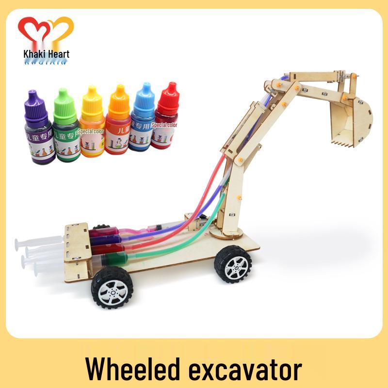 Wooden Hydraulic Excavator Model Kit for STEAM Learning and Science Experiments