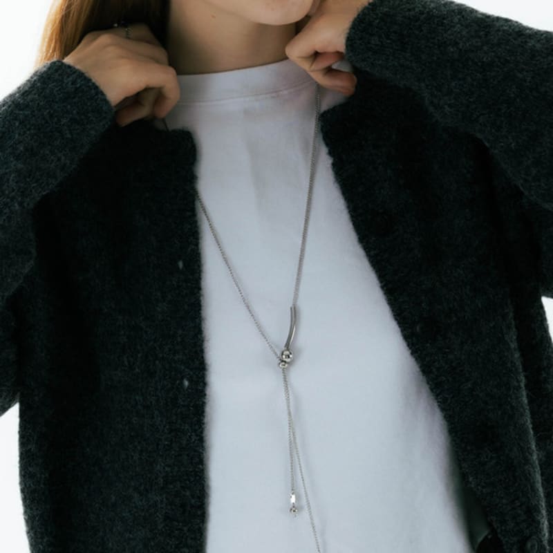 Pearlymore Chain Slide Ball Point Necklace_PM24N003WT