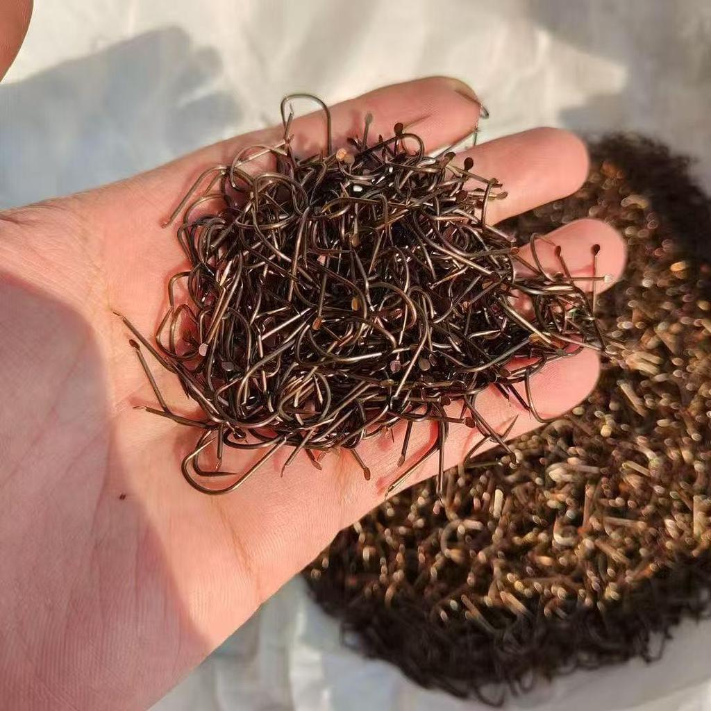 Rotes Sandelholz Kanto Haken ohne Widerhaken, Langer Schenkel für Graskarpfen & Silberkarpfen, Flying Hook Angelzubehör - Schwarz