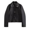 Fashion Style 2024 Autumn New Arrival Women's Elegant Black Leather Lapel Short Leather Jacket 04703813800