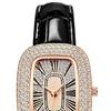 Women Vintage Petite Bracelet Dainty Watch Small Square Analog Quartz Watch Luxury Ladies Adjustable Leather Strap Rhinestones Wristwatch for Women