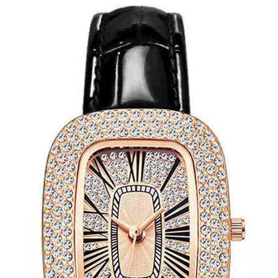 Women Vintage Petite Bracelet Dainty Watch Small Square Analog Quartz Watch Luxury Ladies Adjustable Leather Strap Rhinestones Wristwatch for Women