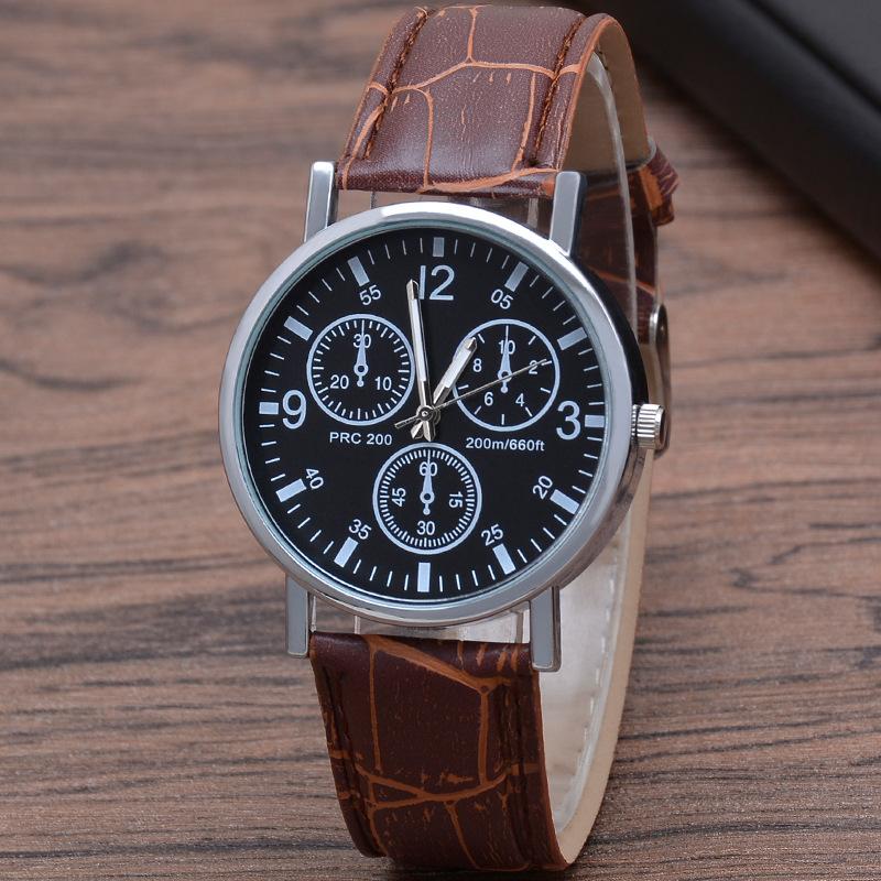 Gift Three-eye Men's Watch Quartz Men's Watch Blue Light Glass Belt Watch Casual Men's Watch