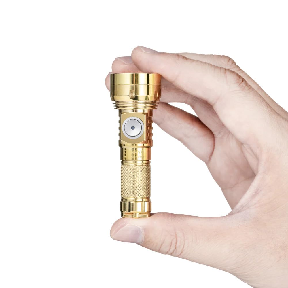 LUMINTOP Keychain Flashlight, 700 Lumens, 400m Beam, USB-C Rechargeable, IPX8 Waterproof, Compact EDC Light (GT Nano 3.0) (Brass)