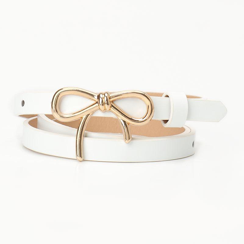 New Sweet Girl Bow Women's Belt Gold Buckle Versatile Dress Light Luxury High-end Decorative Belt Women