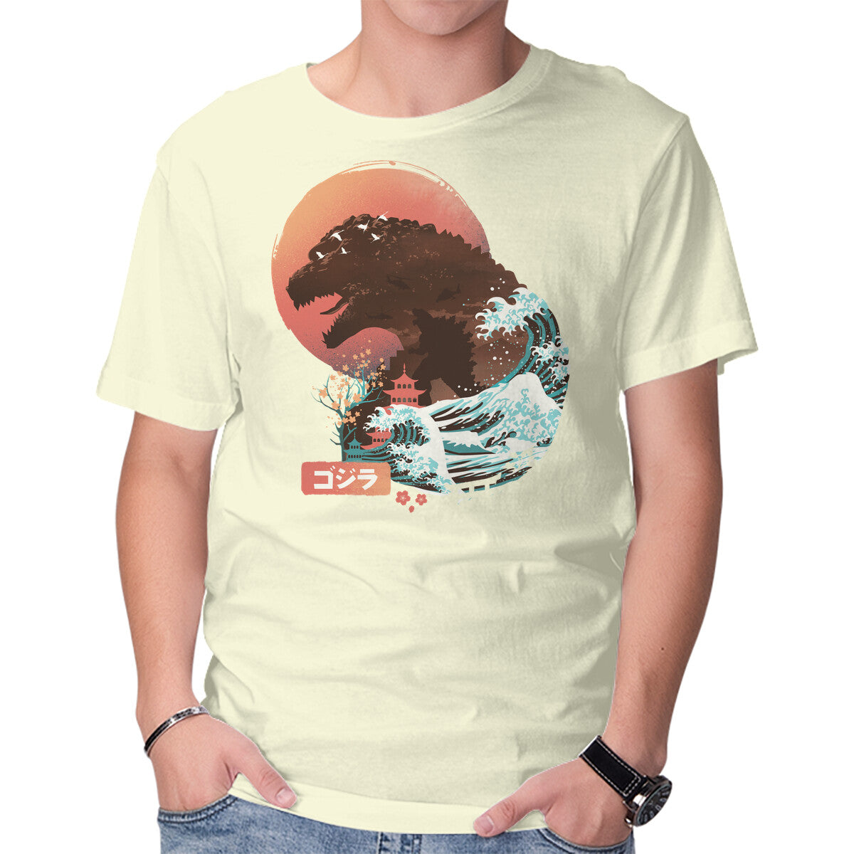 Unisex Crew Neck T-Shirt Kaiju Edo Graphic Short Sleeve Casual Tee XS