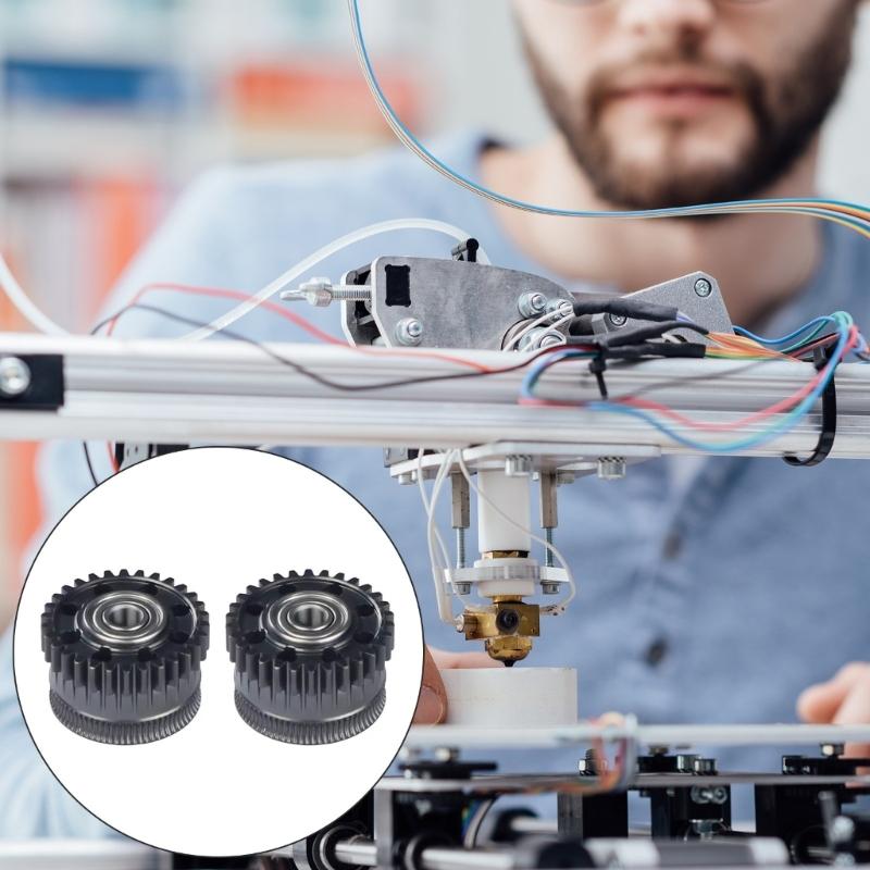 Heavy Duty Two Metal Extruder Gear Set High Wear Resistance Easy Replacement for K2 Plus Continuous Printing