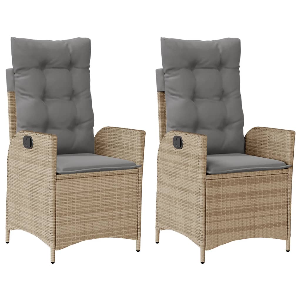 Garden Armchair Cushions 2 pcs Adjustable Beige Mix Poly Rattan