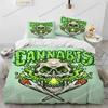 Artwork Unique Maple Weed Plant Green Death Skull Smoke Bedding Set Queen/King Size Duvet Cover Comforter Soft Cozy Home Textile