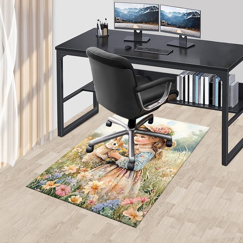 1PC girl rabbit Extra Large Non Slip Floor carpet, Office, family, Studio Large Area Rug Indoor Rugs, Bold Statement Piece