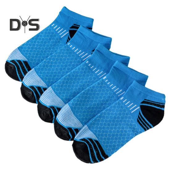 

5 пар мужских баскетбольных носков, впитывающих пот, влагоотводящих, дышащих, с низким вырезом, нескользящие, для повседневной носки, для занятий йогой синий