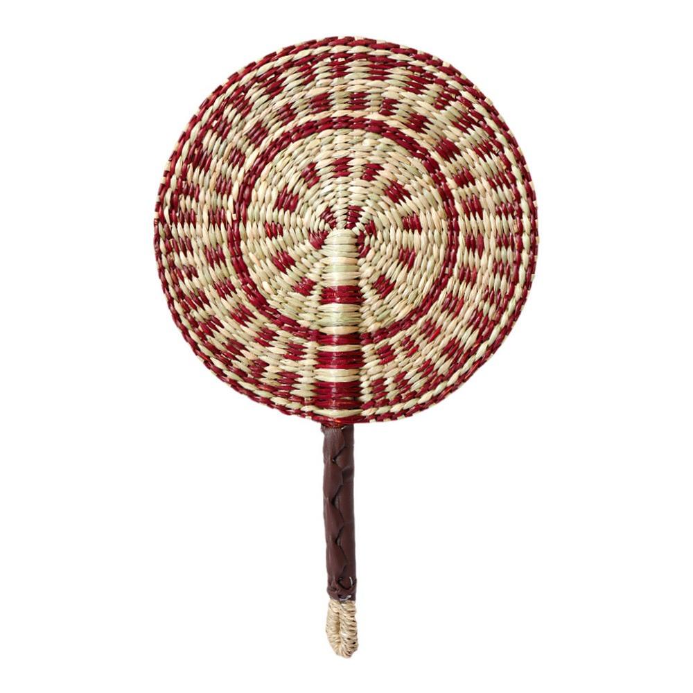 Vintage Seagrass Woven Fan Bohemian Summer Cooling Fan Decorative Handheld Fans Home Decoration