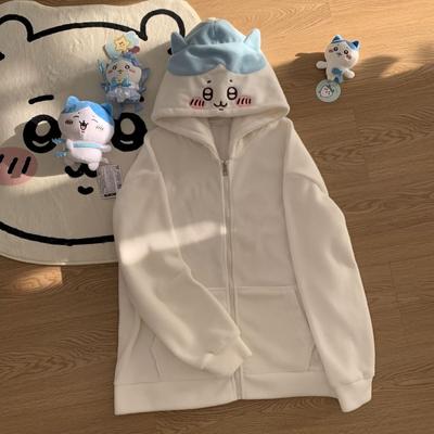 Streetwear Zipper Hoodie Y2K Womens Clothes Harajuku Gothic Kawaii Cute Embroidery Oversized Hooded Sweatshirt Jacket Coat