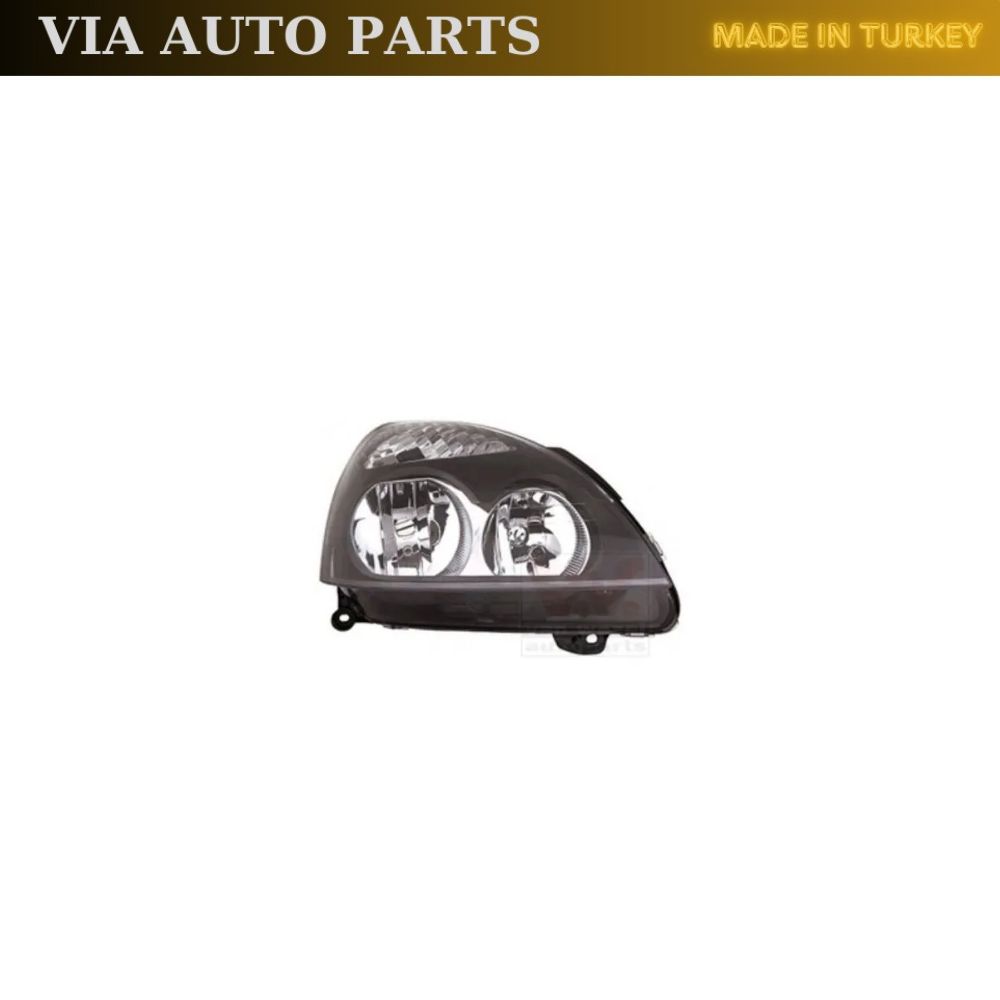 Car Headlight Right Black for Clio 2002-2008.