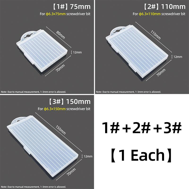 10-Grid Screwdriver Bit Storage Box Plastic Case 1/4" (6.35mm) Hex Shank 75/110/150/200mm Bits Tool Packing Parts Container