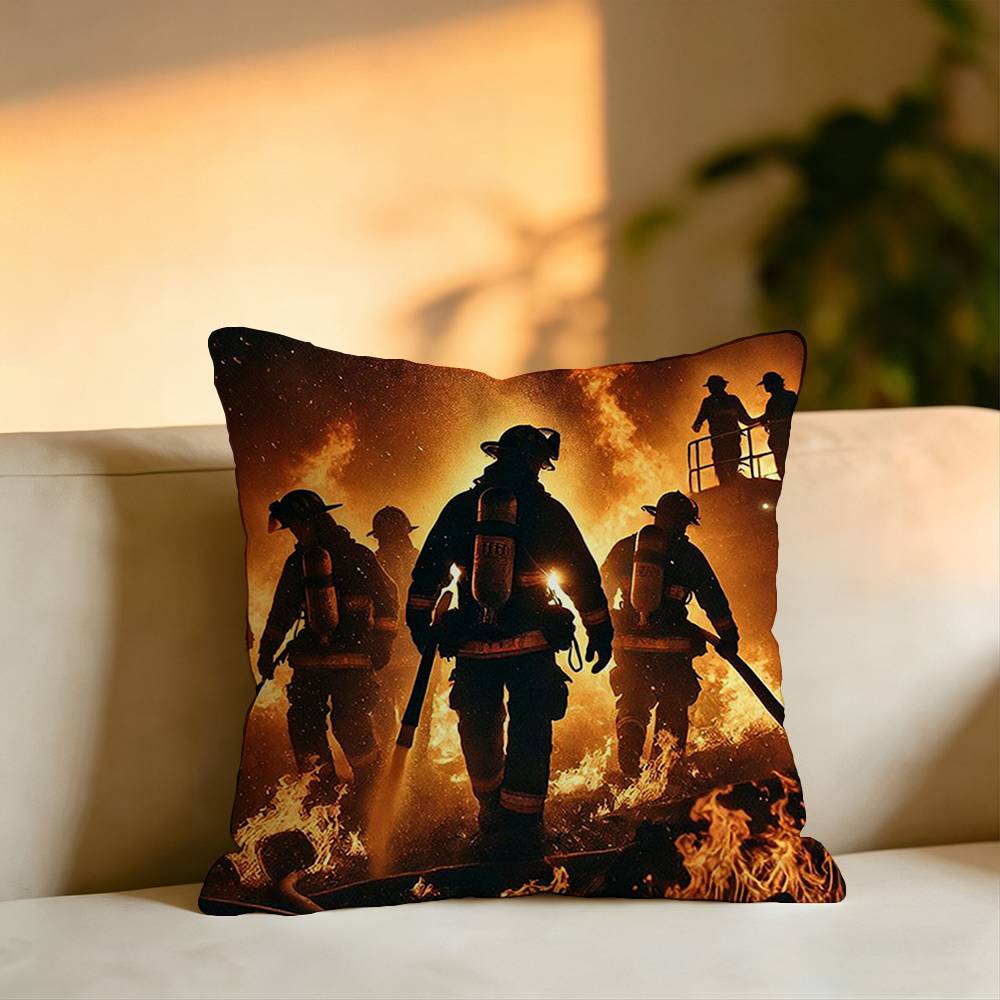 Firefighters Put Out Fires Square DoubleSided printed Pillow Case Bedroom Bedside Pillow Sofa Cushion Cover