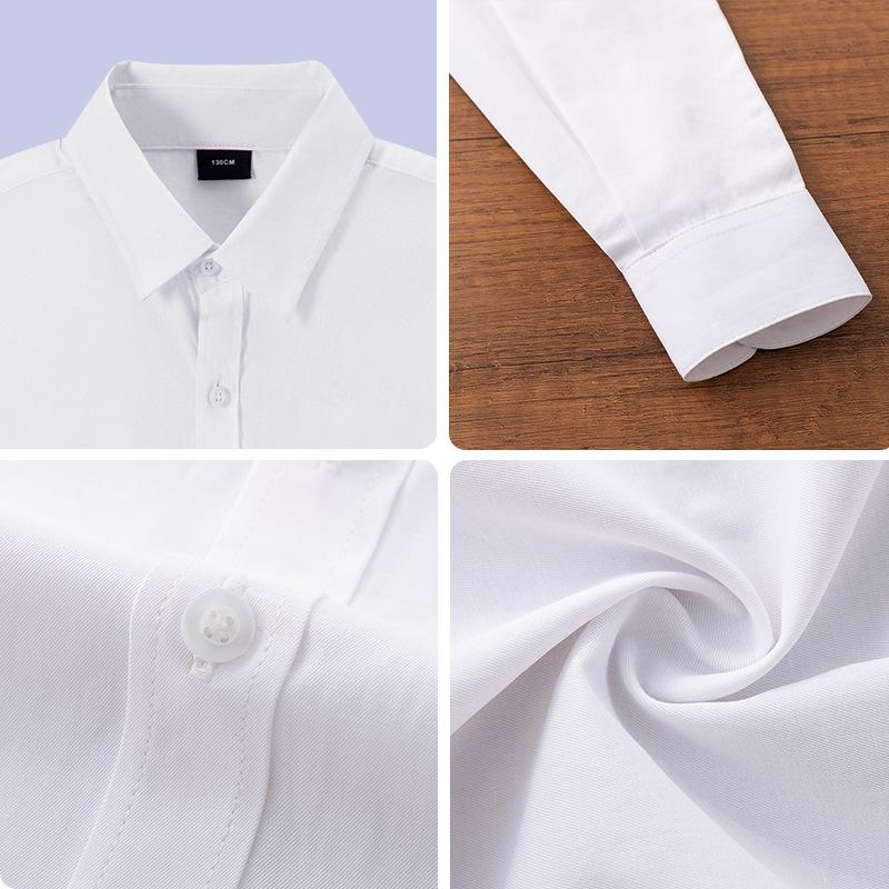 Boy's White Long-Sleeve Shirt for Spring/Autumn - Elementary School Campus Uniform & June 1st Performance Costume.