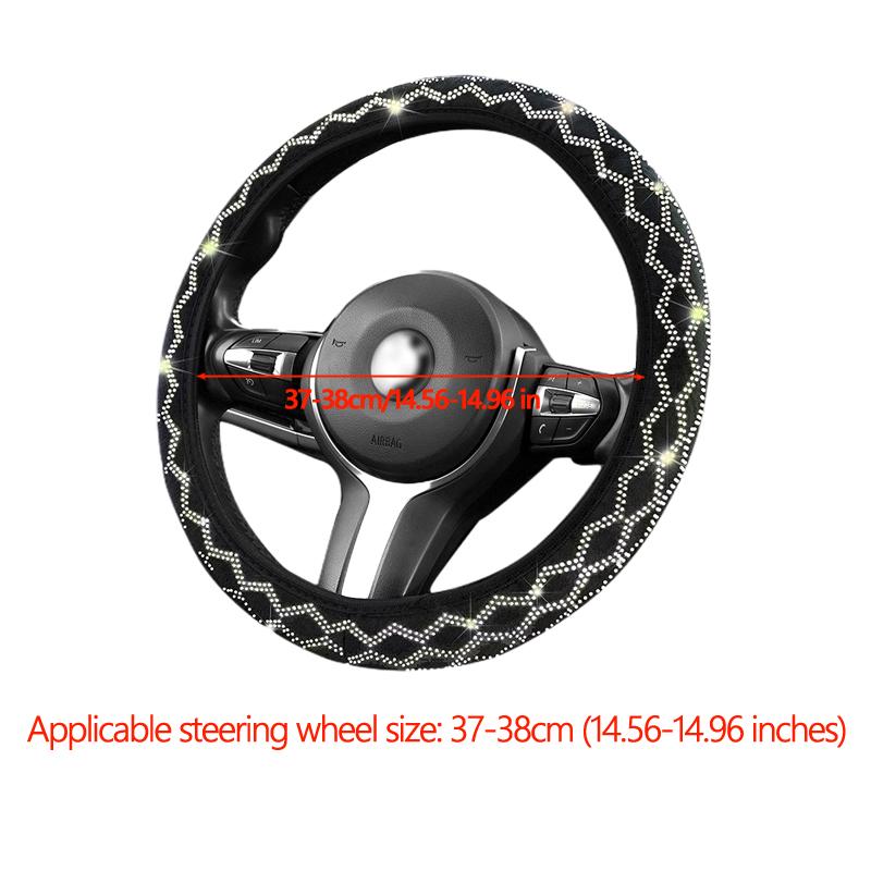 Car Auto Steering Wheel Cover Crystal Sparkle Diamond Anti-slip Protector