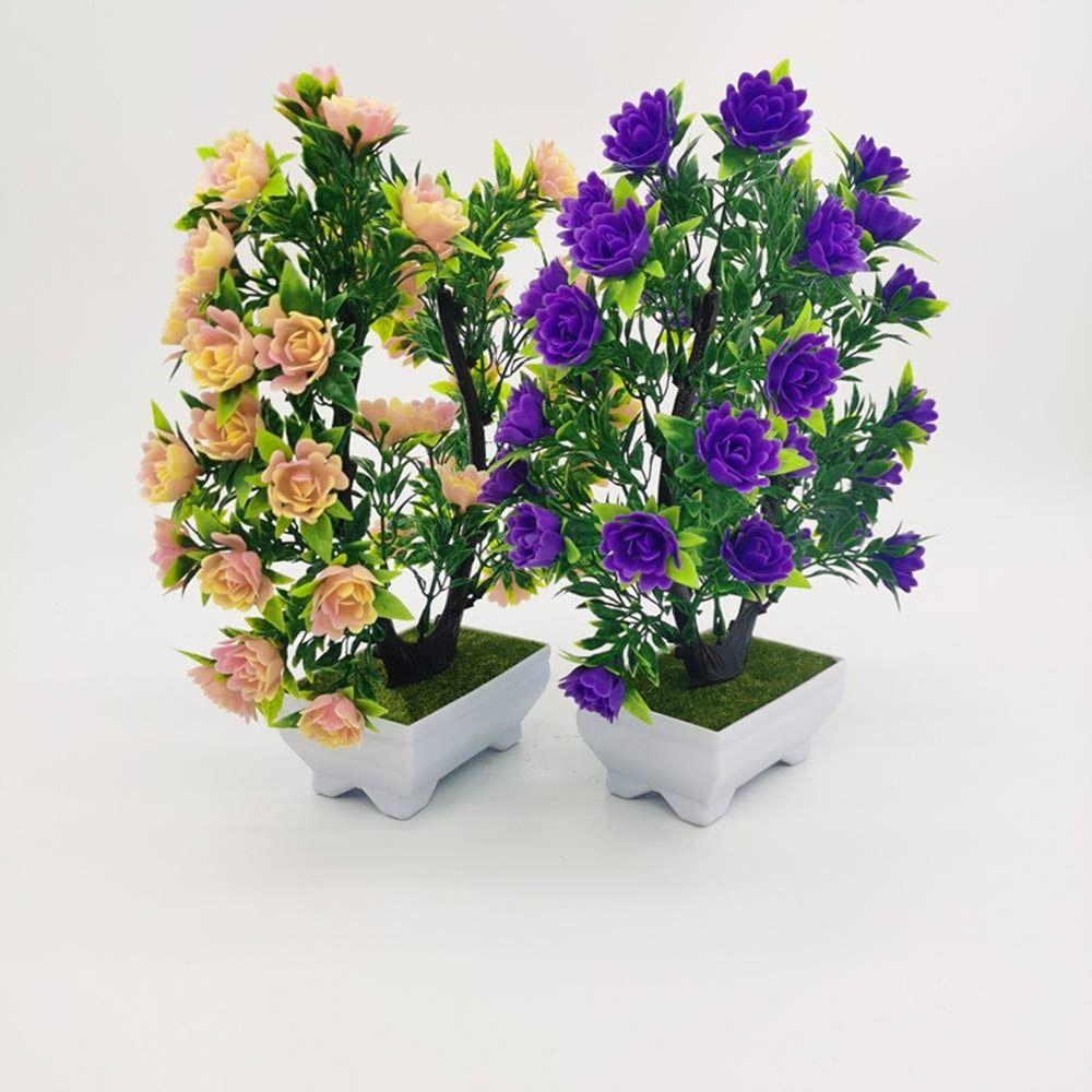 Multicolor Artificial Plants Bonsai Table Decoration with Flowerpot Simulation Flower Tree Pot Plastic Photography Props