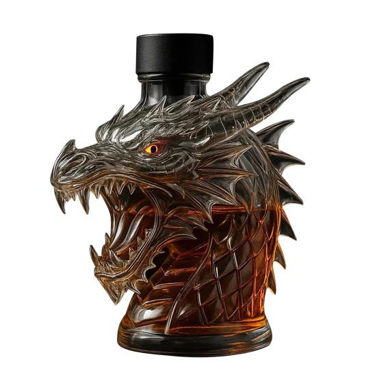300ml Whiskey Bottle Decanter Wolf Head Shape High Borosilicate Glass Wine Bottle Leak-Proof Seal Whiskey Decanter