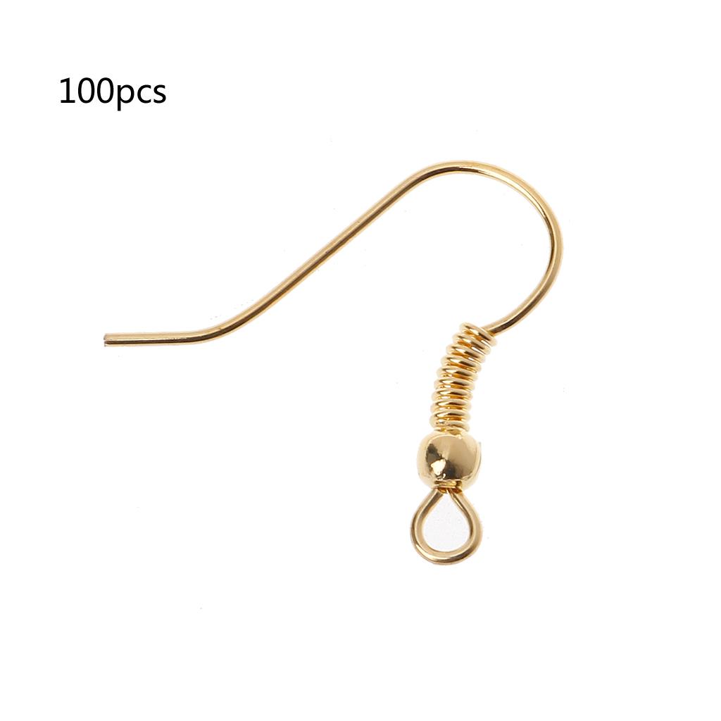 100 Pcs Silver Gold Fishhook Earring Hooks Hypoallergenic Ear Wires Fish Hooks Other