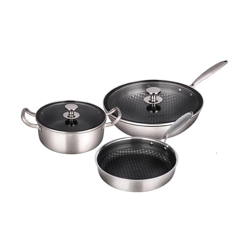 Huoxiang HXG-TG221 Qianfu White Steel 3-Piece Cookware Set