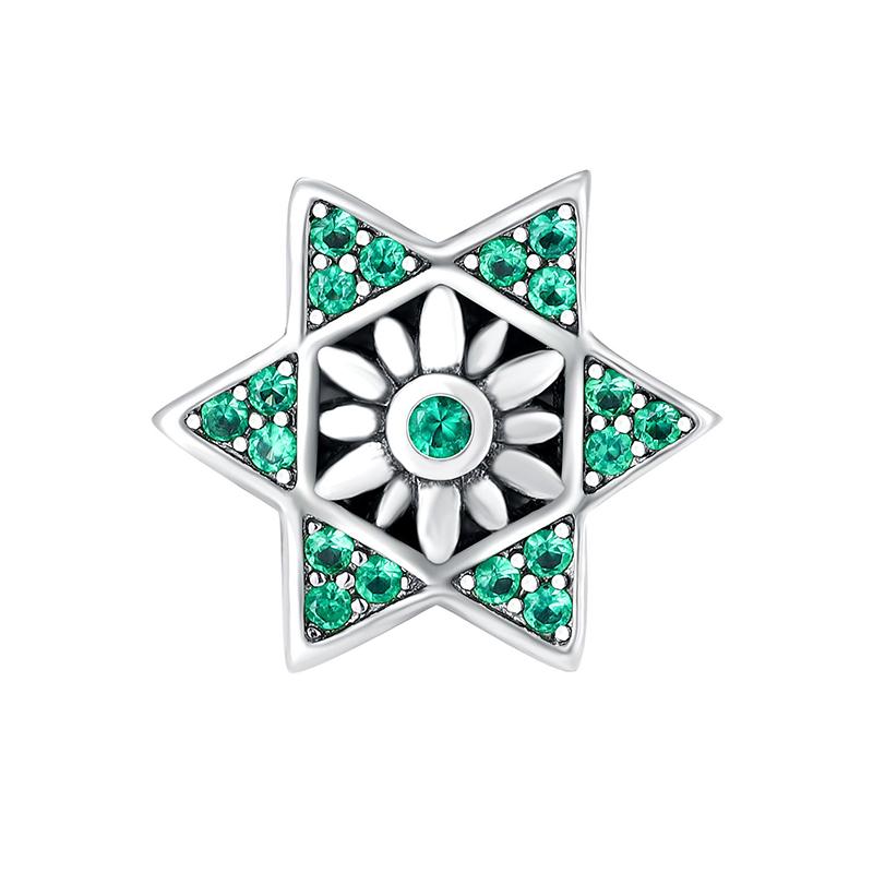 Sparkling Hamsa, All-Seeing Eye & Feather Three-Sided Charm Beads Fit Original Bracelets Accessories Diy Jewelry Gifts