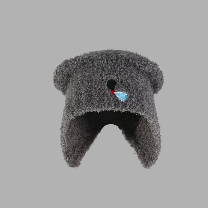 

Zhao Zhaoyi cute gray wool hat women s autumn and winter warm versatile couple knitted ear hat M（56-58cm）
