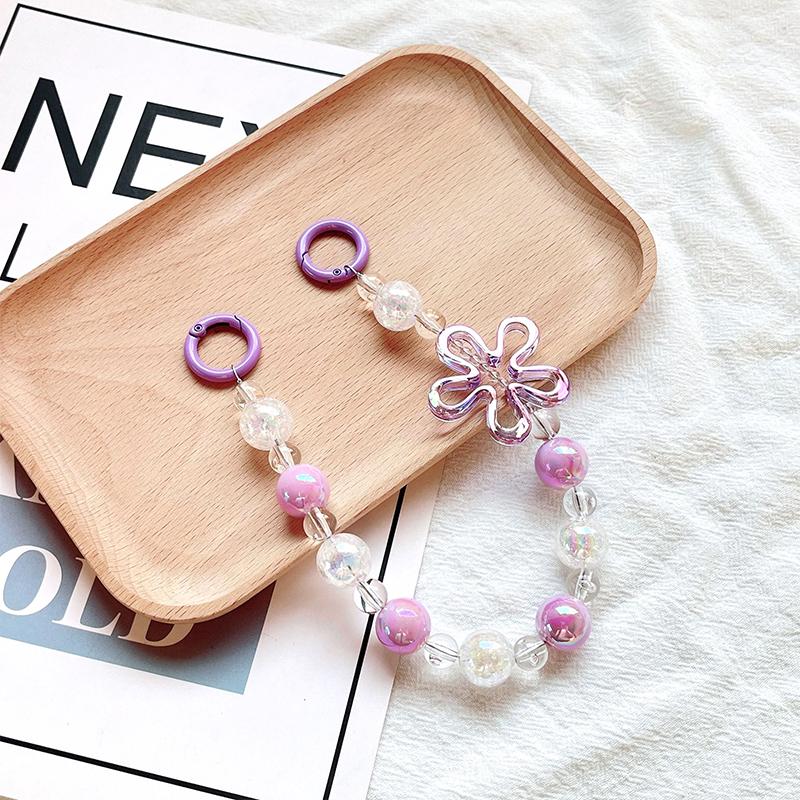 

Акриловые бусины-цветы Цепочка для мобильного телефона Шнурок для телефона с защитой от потери Брелок для ключей Подвеска для чашки с водой Цепочка для сумки Наушники Цепочка для камеры фиолетовый