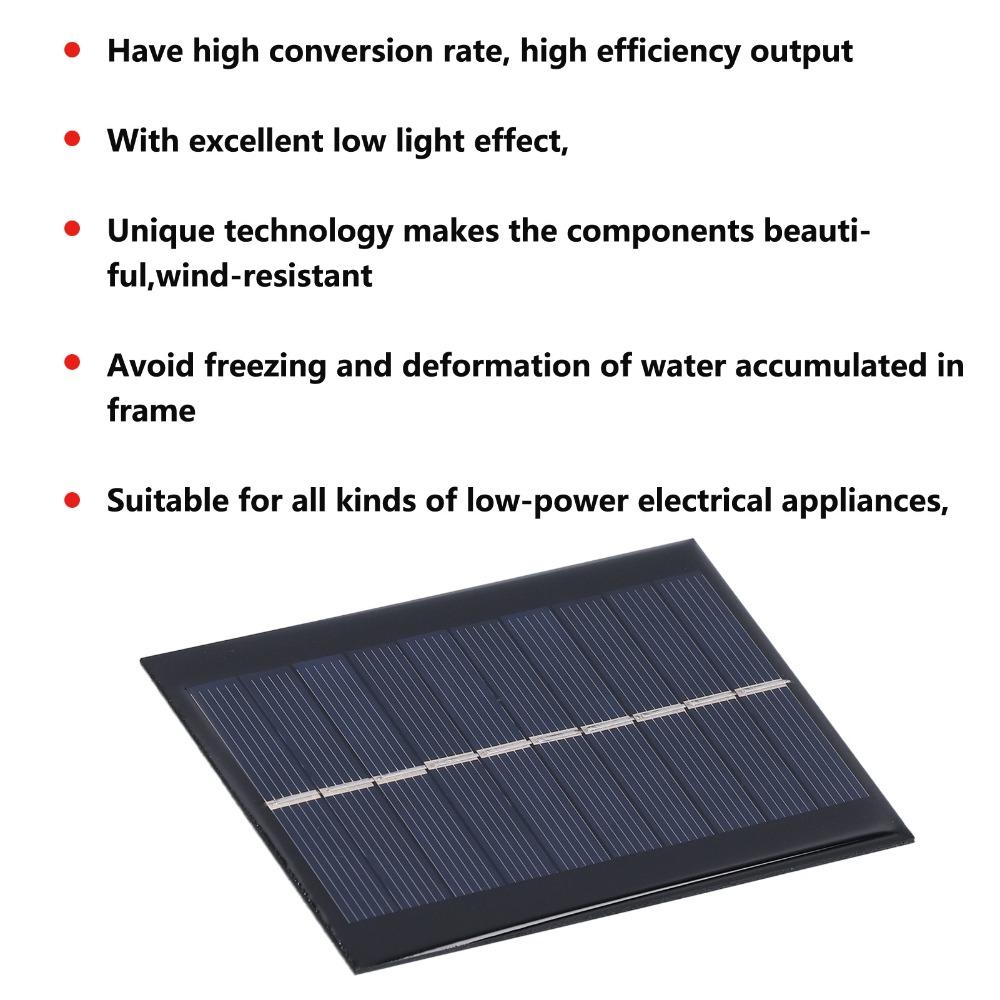 2PCS 1W 5V Solar Panel Module 200MA Mini Polysilicon Solar Panel 100*70MM High Conversion Efficiency Micro Power Solar Cells
