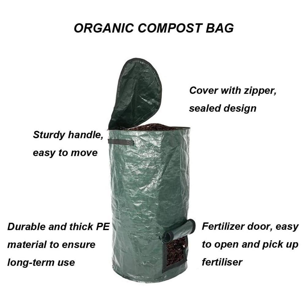 2 Pack Organic Compost Bags 15 Gallon 34 Gallon Garden Compost Bins Reusable PE Waste Disposal Compost Bags for Kitchen