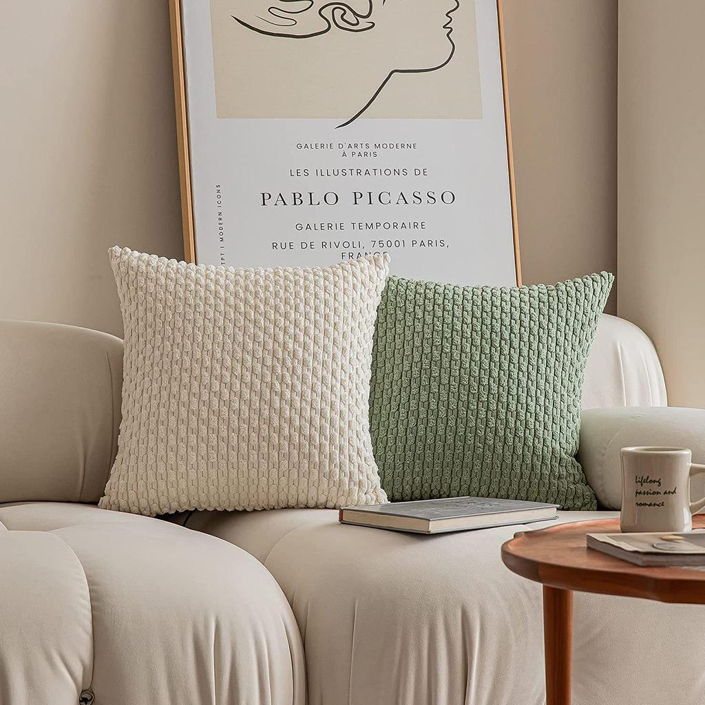 European Style Corduroy Lumbar Throw Pillow Cover for Home and Bedroom Decor.