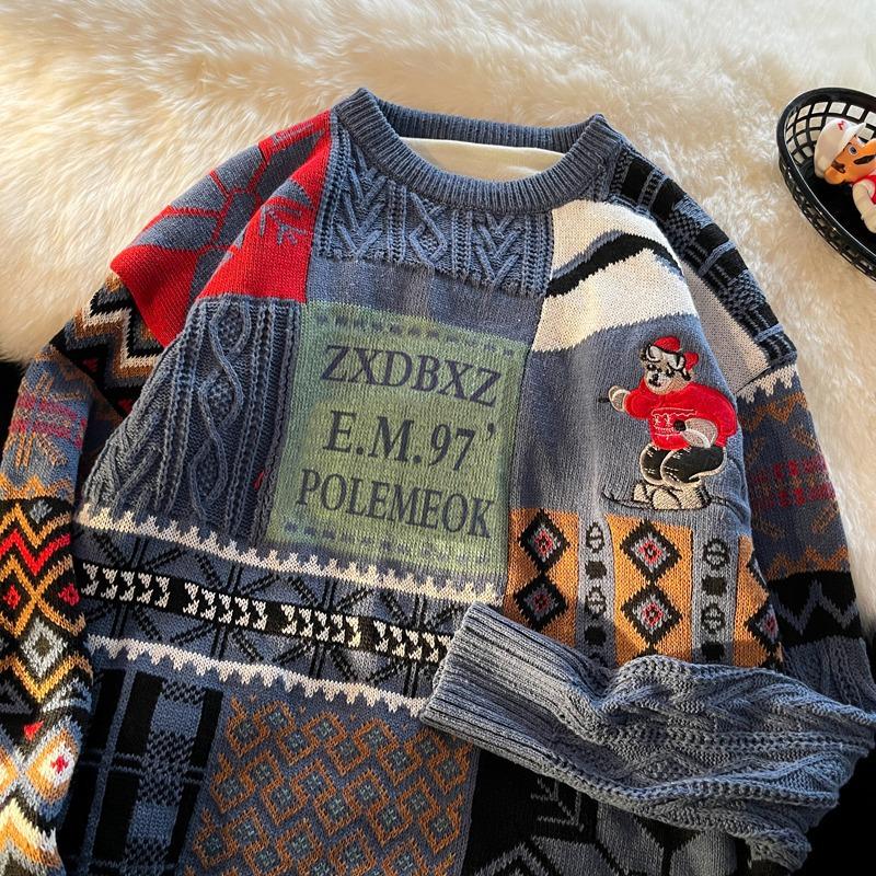 Men's Christmas Sweater: Thick, Warm Knitwear in Hong Kong Style - Trendy, Loose-Fit for Couples