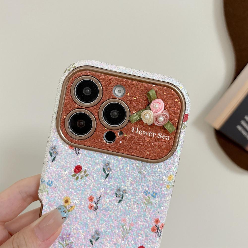 KEYSION Women Girl's Retro Floral Flower Phone Case for iPhone 14 15 16 17 Pro Max Rounded Edges Silicone Shockproof Back Cover