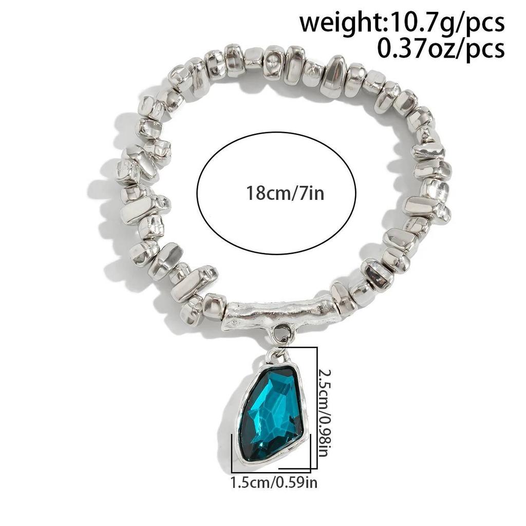 SHIXIN 3 Colors Simple Shiny Rhinestone Irregular Pendant Bracelet for Women Fashion Acrylic Beaded Bracelet Jewelry Accessories