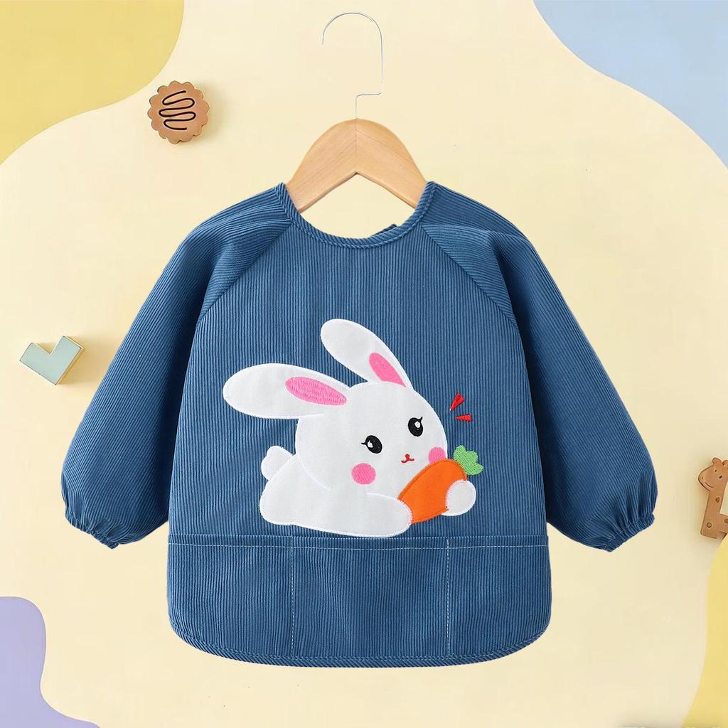 Waterproof Corduroy Baby Coveralls: Stain-Proof Unisex Autumn/Winter Eating Apron & Bib