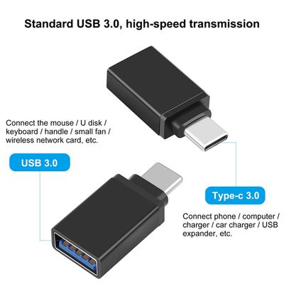 Kovový USB 3.1 Typ-C samec na USB 3.0 samice konvertorový adaptér Funkce OTG Pro Apple Macbook Xiaomi Huawei Samsung Galaxy