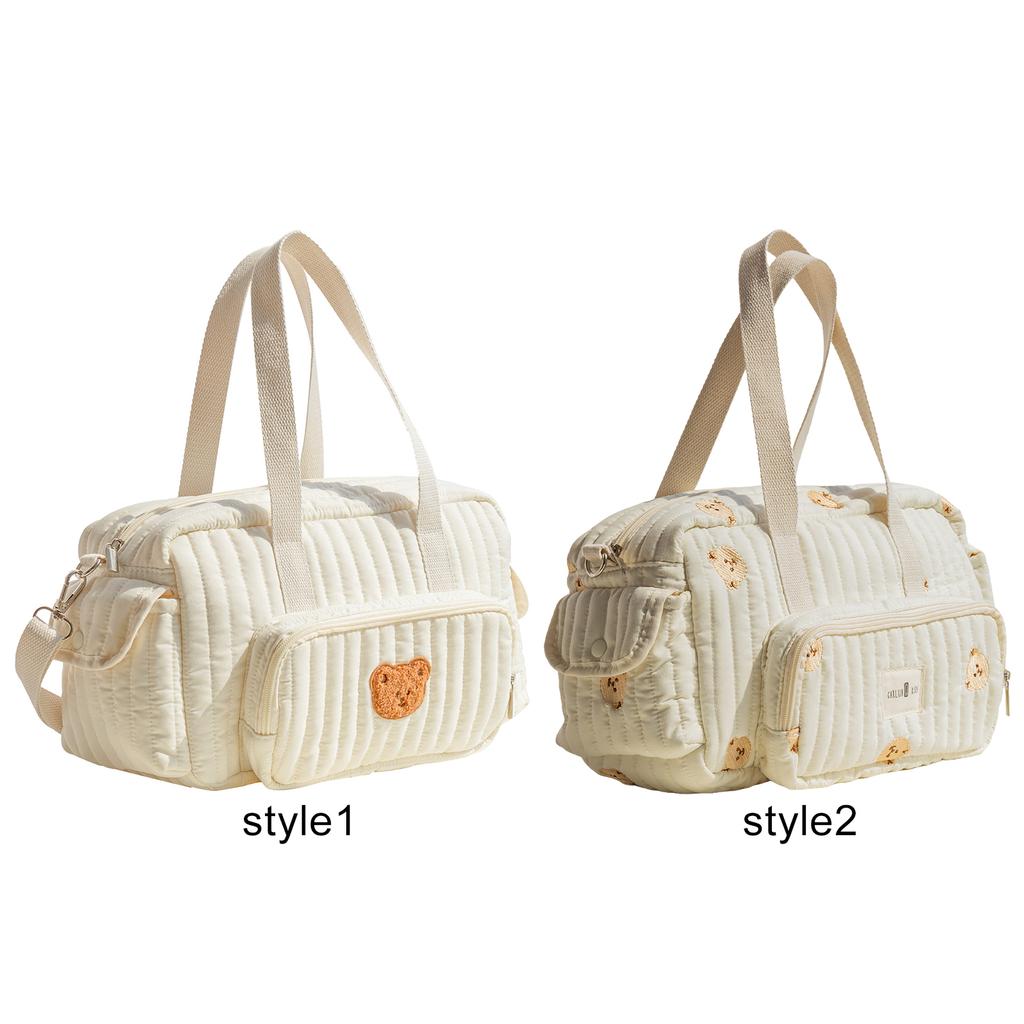 Quilted Diaper Bag Tote Multifunction Baby Diaper Bag with Shoulder Strap Storage Bag for Boys & Girls