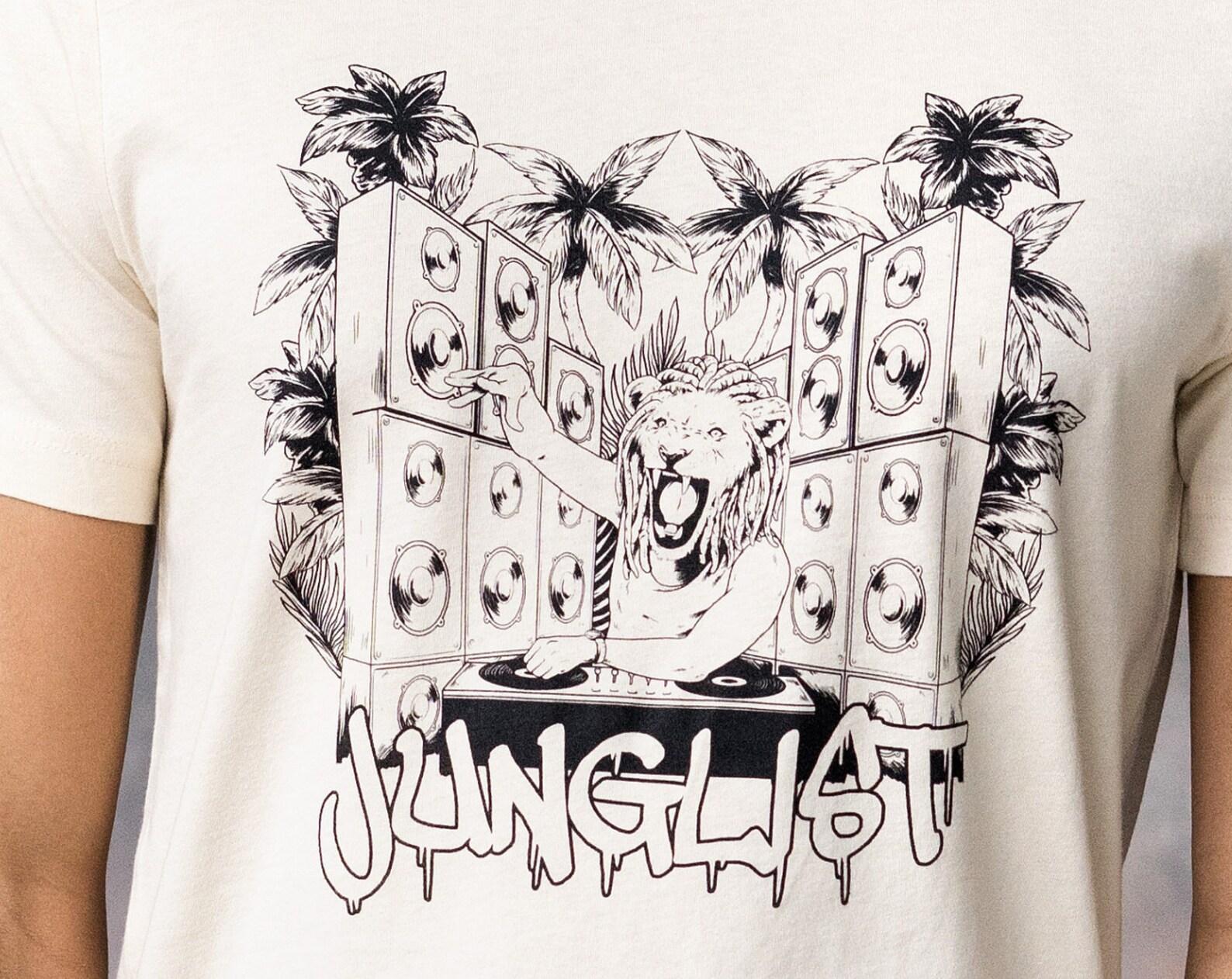Junglist Lion DJ T-Shirt, Drum and Bass Rave Wear L