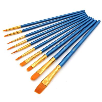 10Pcs Nylon Hair Watercolor Gouache Paint Brushes Different Shape Art Supplies