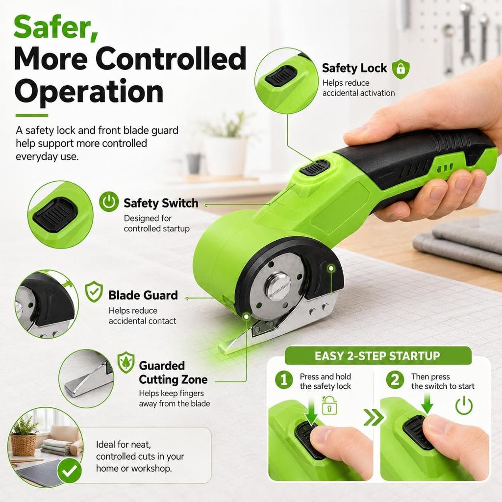 Cordless Electric Scissors 4V Rotary Cutter for Cardboard Fabric
